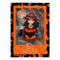 Halloween Card Witch Cat by Molly Harrison