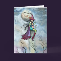 Halloween Card Witch Cat Fairy Art cards