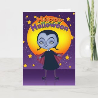 Halloween Card With Little Vampire Girl card