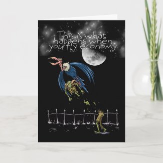 Halloween card with vulture and zombie humour card