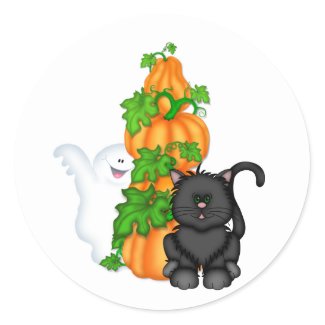 Halloween Cat and Pumpkins sticker