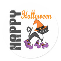 Halloween Cat In Witch's Boots stickers