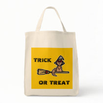 Halloween Cat on Broomstick Canvas Bag