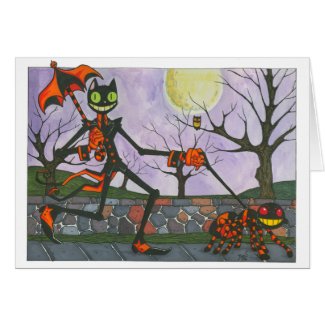 "Halloween Cat & Pocket" Blank Card
