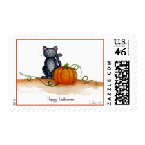 Halloween Cat Postage Stamp