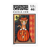 Halloween Cat Postage Stamps by jamiecreates1 Halloween Cat Postage Stamps
