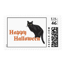 Halloween Cat Postage Stamps