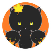Halloween Cats Stickers Autumn Leaves by robmolily Halloween Cats Stickers Autumn Leaves