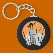 Halloween Cemetery Cat keychains