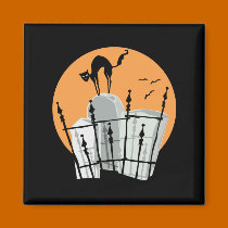 Halloween Cemetery Cat magnets
