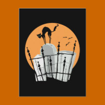 Halloween Cemetery Cat postcards