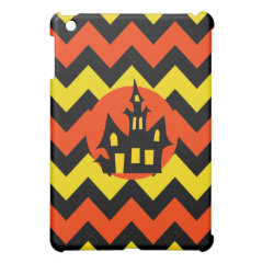 Halloween Chevron Spooky Haunted House Design iPad Mini Cases