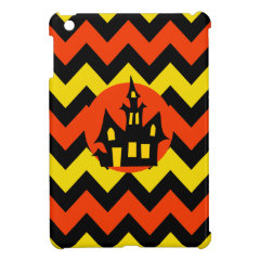 Halloween Chevron Spooky Haunted House Design iPad Mini Cover