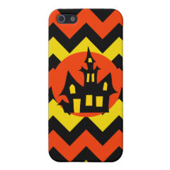Halloween Chevron Spooky Haunted House Design Covers For iPhone 5