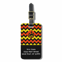 Halloween Chevron Spooky Haunted House Design Bag Tag