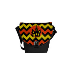 Halloween Chevron Spooky Haunted House Design Courier Bags
