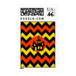 Halloween Chevron Spooky Haunted House Design Stamp