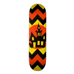 Halloween Chevron Spooky Haunted House Design Skateboard Decks