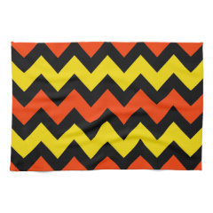 Halloween Chevron Striped Pattern Black Orange Hand Towel