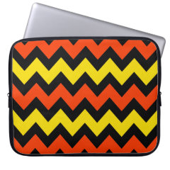 Halloween Chevron Striped Pattern Black Orange Laptop Sleeve
