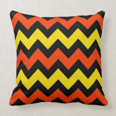 Halloween Chevron Striped Pattern Black Orange Throw Pillow