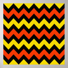 Halloween Chevron Striped Pattern Black Orange Posters