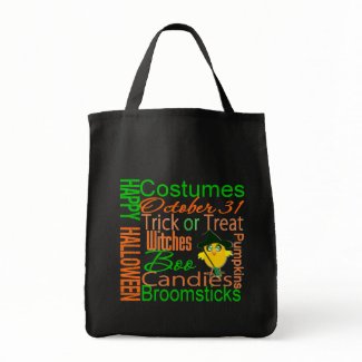 Halloween Chick Text Collage bag