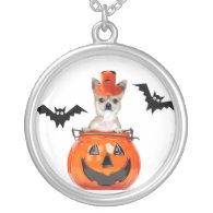 Halloween chihuahua dog round pendant necklace