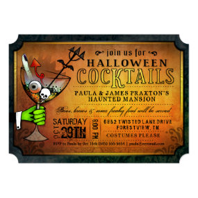 Halloween Cocktails Party Orange & Black Invite