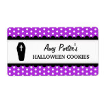 Halloween coffin purple polka dot canning jar personalized shipping label