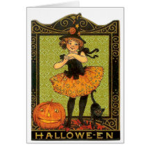 Halloween Costume and Cat Greeting Card