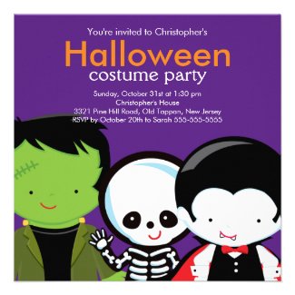 Halloween Costume Party Invitation Cute Monsters
