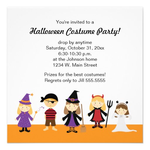 Halloween Costume Party Invitations for Kids