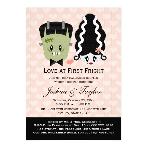 Halloween Couples Wedding Shower Invitations (front side)
