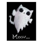 Halloween cute ghost cat postcard