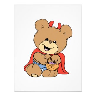 halloween cute little devil teddy bear carrying jack o lantern postcard