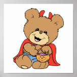 halloween cute little devil  teddy bear design posters
