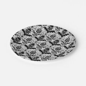Halloween Damask 7 Inch Paper Plate