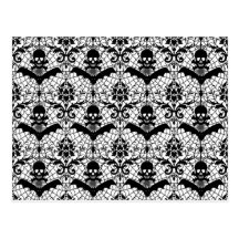 Halloween Damask Post Cards