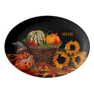 Halloween Decorations custom monogram porcelain Porcelain Serving Platter