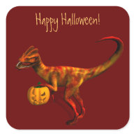 Halloween Dilophosaurus Square Stickers