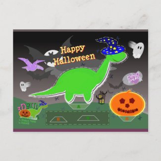Cute Halloween Cartoon Dinosaur Cut & Glue Craft Card Post Card