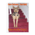 Halloween Dog and No Treats Postcard