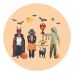 Halloween Dogs Trick or Treat Round Stickers