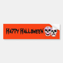 Halloween DOTD Comedy-Tragedy Skulls Bumper Stickers
