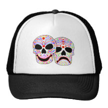 Halloween DOTD Comedy-Tragedy Skulls Mesh Hat