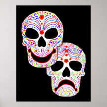 Halloween DOTD Comedy-Tragedy Skulls Print