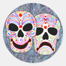 Halloween DOTD Comedy-Tragedy Skulls Sticker