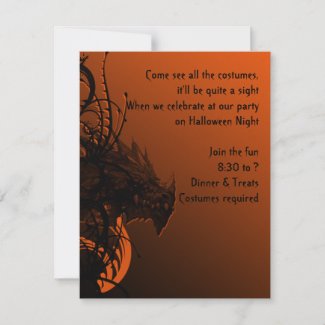 Halloween Dragon on Orange Invitation invitation