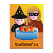 Halloween Dunking For Apples postcards